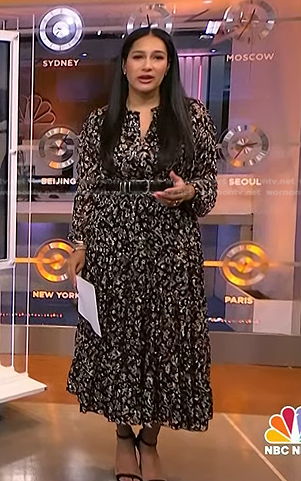 Morgan's  black floral maxi dress on NBC News Daily