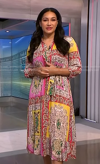 Morgan's muticolor print shirtdress on NBC News Daily