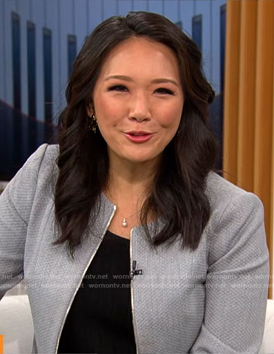 Nancy Chen's grey zip up jacket on CBS Mornings