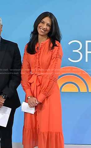 Natalie's orange ruffle shirtdress on Today