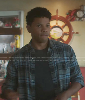 Ned's blue plaid shirt on Nancy Drew