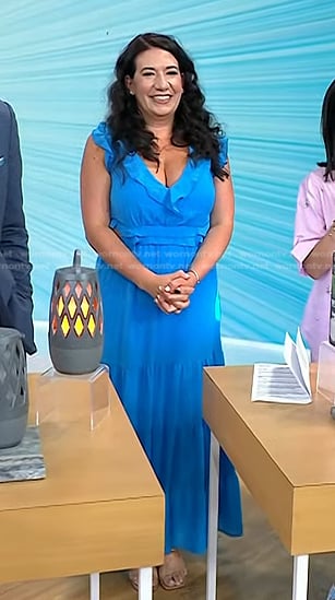 Nicole Papantoniou's blue ruffle maxi dress on Today