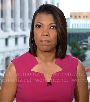 Nikole Killion's pink zig zag neckline dress on CBS Mornings