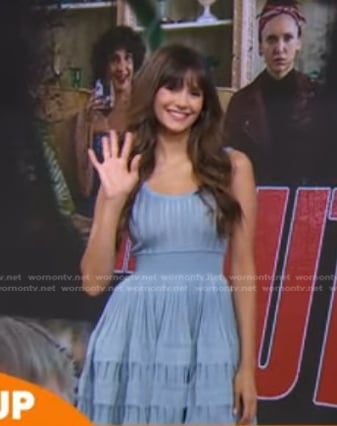 Nina Dobrev's blue knit mini dress on Good Morning America