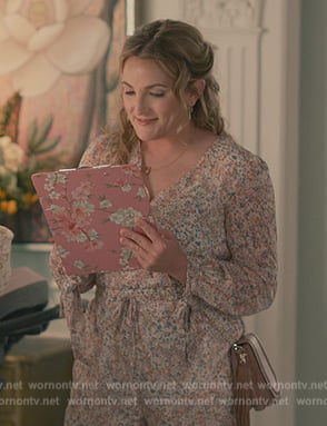 Noreen's floral print tie sleeve romper on Sweet Magnolias