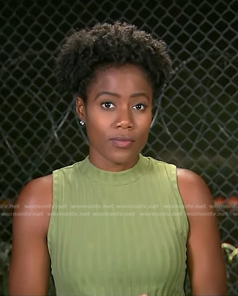 Priscilla Thompson's green ribbed sleeveless top on Today