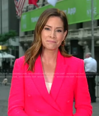 Rebecca's hot pink tweed blazer on Good Morning America
