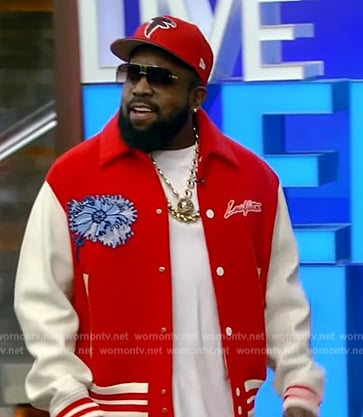 Big Boi's red varsity jacket on Live with Kelly and Mark