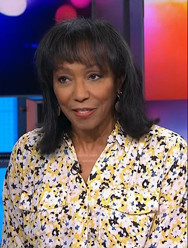 Rehema Ellis's floral print shirt on NBC News Daily