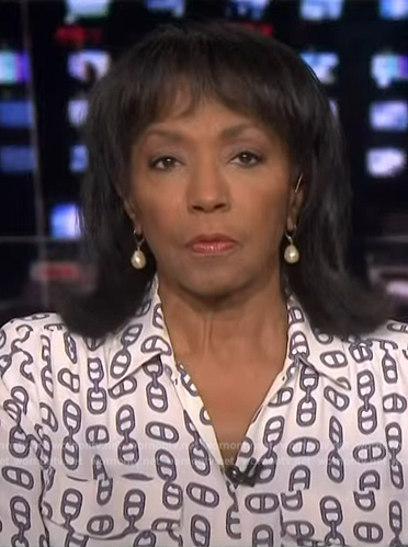 Rehema Ellis's white printed blouse on NBC Daily