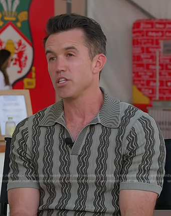 Rob McElhenney's green wavy stripe polo shirt on Today