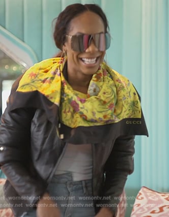 Sanya's yellow floral print hood on The Real Housewives of Atlanta