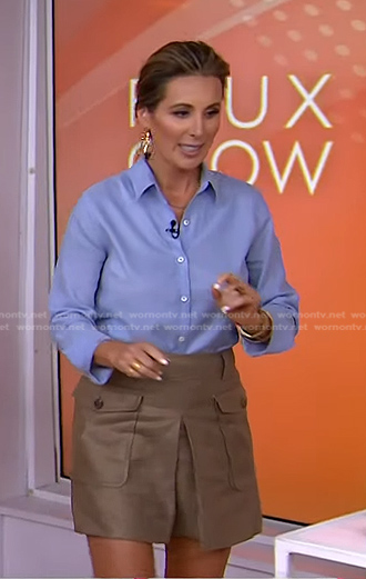 Sarah Eggenberger's brown patch pocket mini skirt on Today
