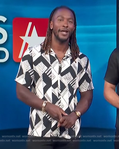 Scott's abstract print shirt on Access Hollywood