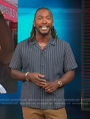 Scott's navy stripe shirt on Access Hollywood