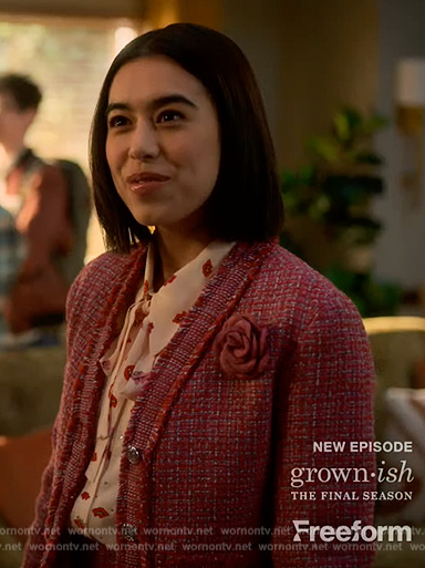 Sophia's red tweed jacket on Grown-ish