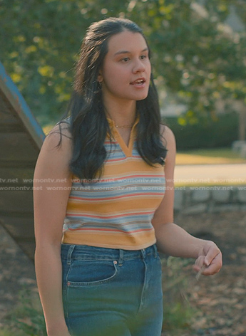 Sophie's yellow striped sleeveless polo on Sweet Magnolias