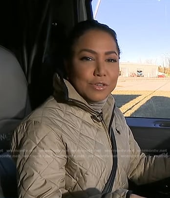 Stephanie's beige quilted jacket on Good Morning America