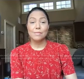 Stephanie's red floral print top on Good Morning America