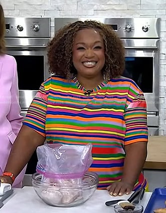 Sunny Anderson's multicolor striped tee on Today