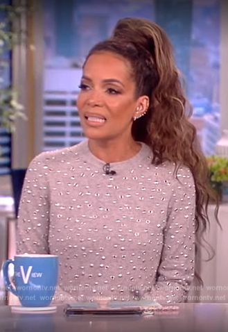 Sunny's gray embellished sweater on The View