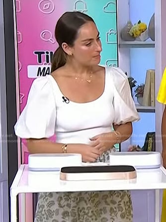 Sydney Adler's white puff sleeve top on Today