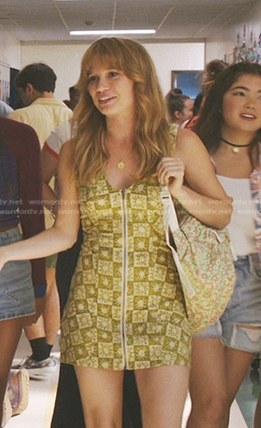 Taylor's yellow print zip dress on The Summer I Turned Pretty