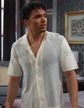 Theo's white knit shirt on Days of our Lives