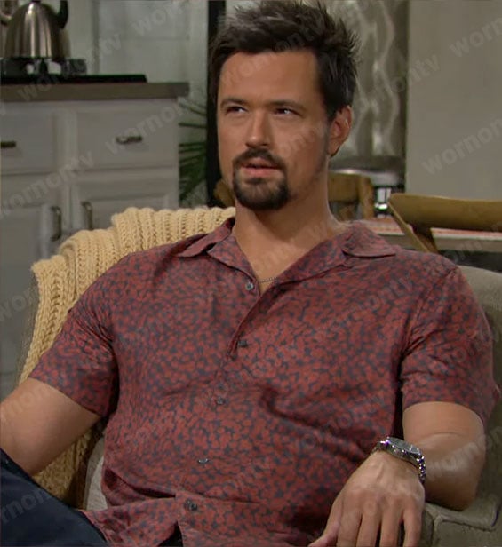 Thomas's red dotted print shirt on The Bold and the Beautiful