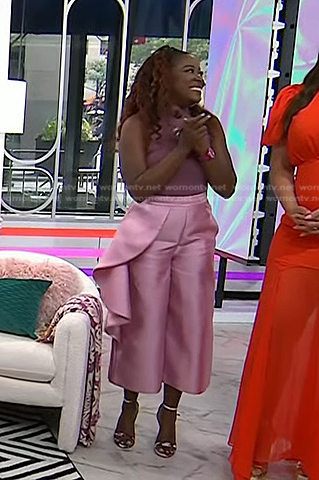 Tiffany Brooks's pink ruffle side pants on Today