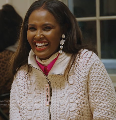 Ubah's silver crystal earrings on The Real Housewives of New York City