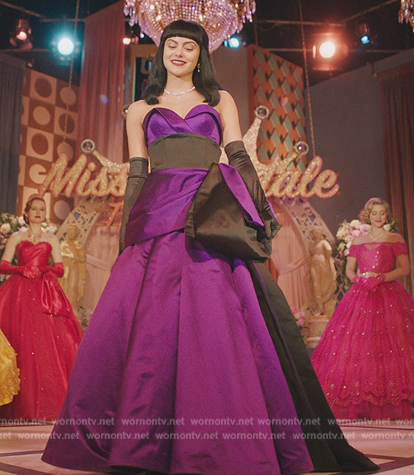 Veronica's purple two-tone dress on Riverdale