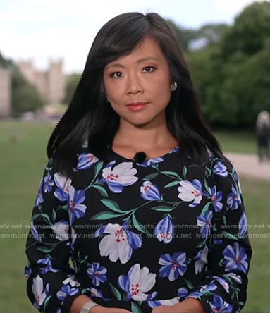 Weijia Jiang's black floral dress on CBS Mornings