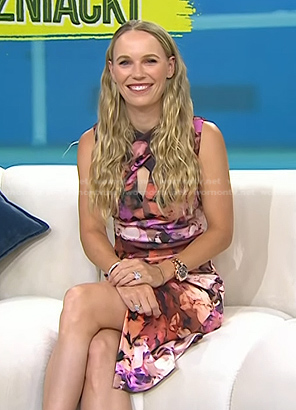 Caroline Wozniacki's floral crossover neck dress on Today