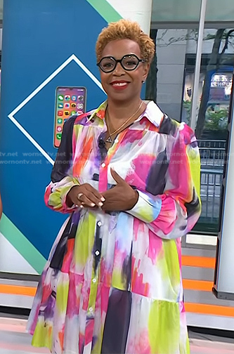 Dr. Argie Allen-Wilson's multicolor flare shirtdress on Today