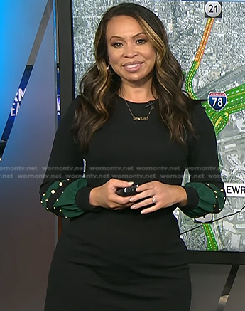 Adelle's black stripe-sleeve dress on Today