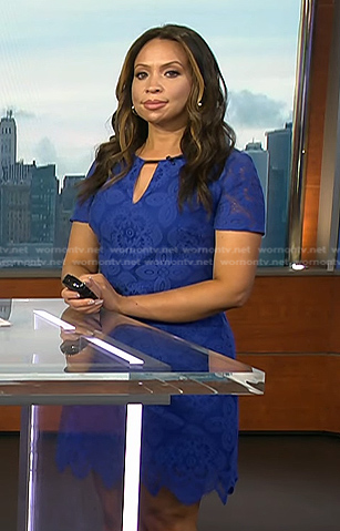 Adelle's blue keyhole lace dress on Today