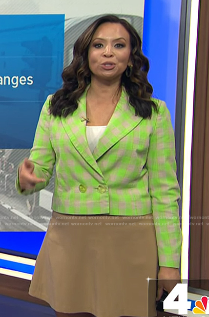 Adelle's green check cropped blazer on Today