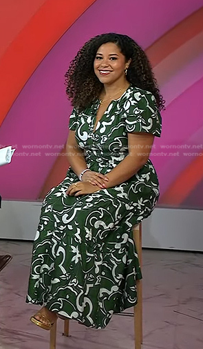 Arianna Davis's green print dress on Today