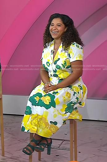 Arianna Davis's green and yellow floral midi dress on Today