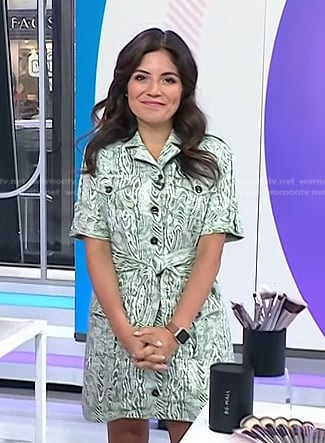 Adrianna's green woodgrain print dress on Today
