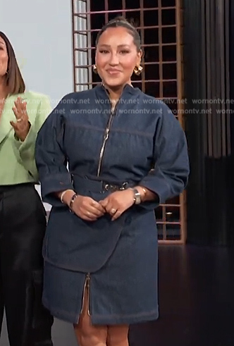 Adrienne's denim mini dress on E! News