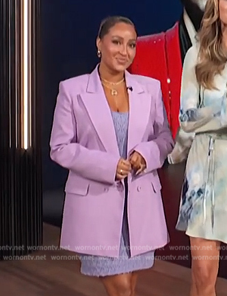 Adrienne's lilac crochet mini dress on E! News