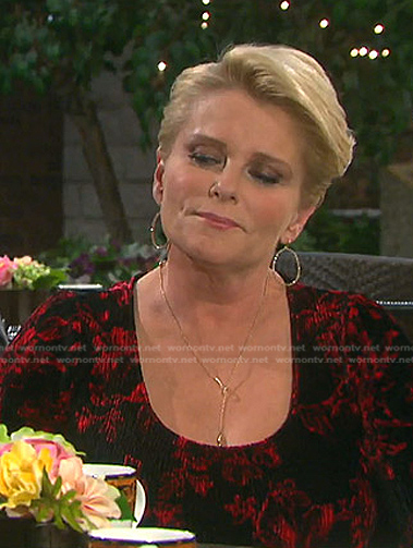 Adrienne's black and red scoop neck dress on Days of our Lives