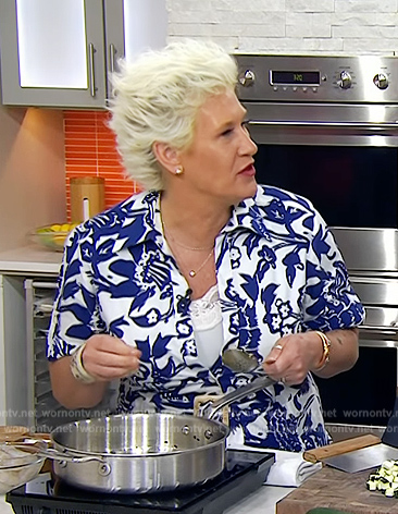Anne Burrell's blue floral print dress on Today