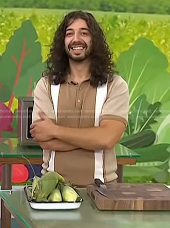 Armen Adamjan's beige colorblock polo shirt on Today