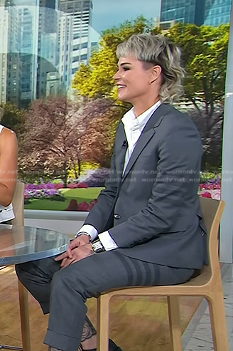 Ashlyn Harris's grey striped blazer and pants on Today