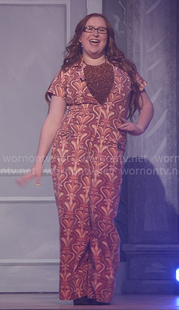 Ashlyn's orange printed jumpsuit on High School Musical The Musical The Series
