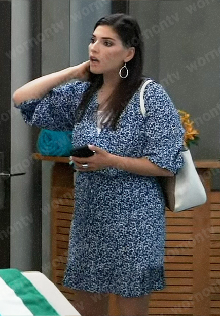 Brook Lynn's blue floral button down dress on General Hospital