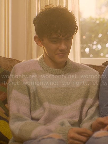 Charlie's pastel striped sweater on Heartstopper